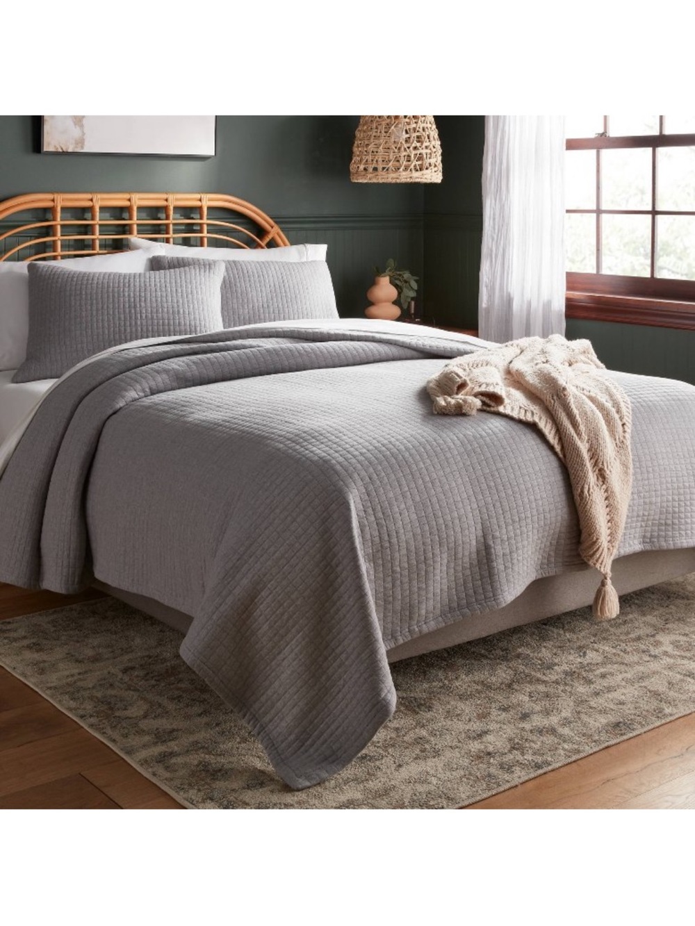 Threshold Jersey Quilt Heather Gray •Full/Queen•